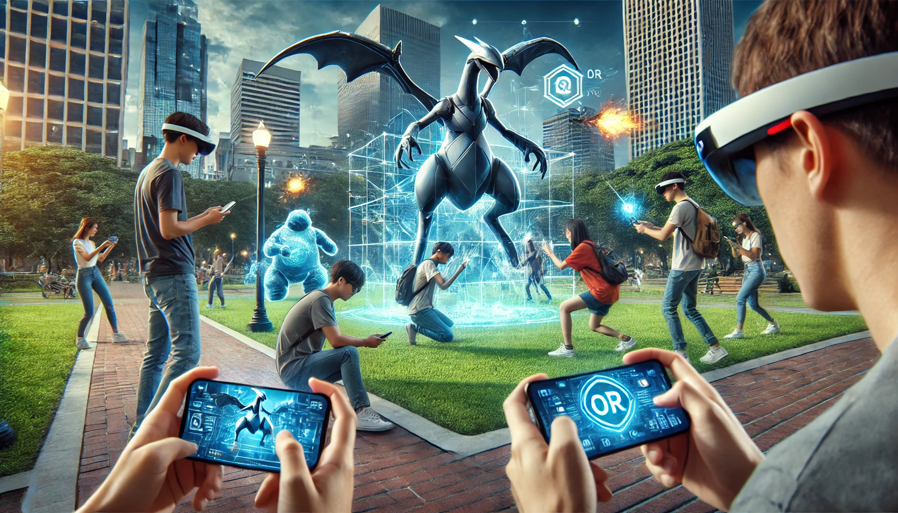 Augmented Reality (AR) gaming in the real world.